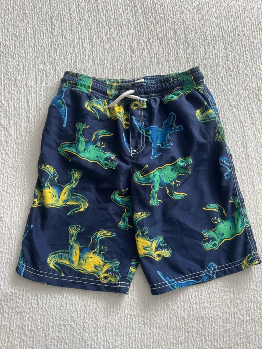Carter's Navy Swim Shorts with Green and Yellow Dinosaur Print